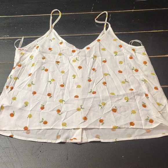 Paper Crane White Camisole with Orange and Green Accents - Picture 10 of 11